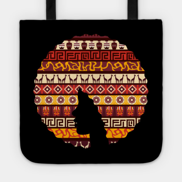Afro Hair Woman with African Pattern, Black History Tote by logiamerch