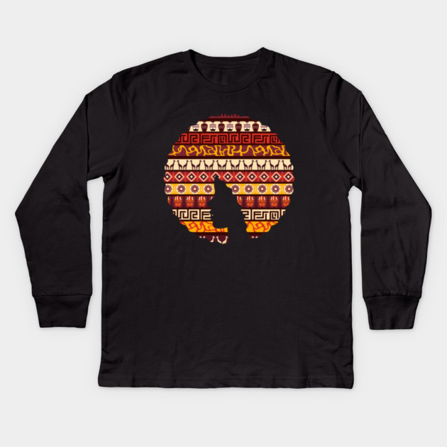Afro Hair Woman with African Pattern, Black History Kids Long Sleeve T-Shirt by logiamerch