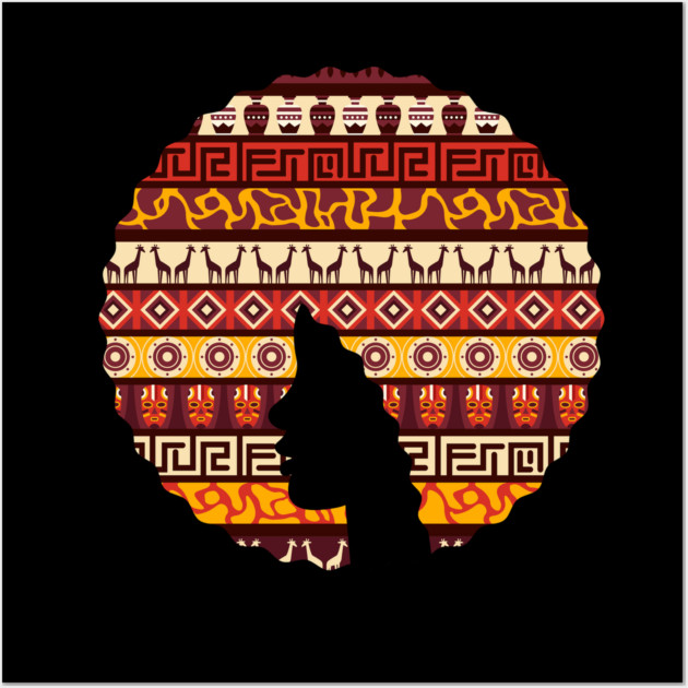 Afro Hair Woman with African Pattern, Black History Wall Art by logiamerch