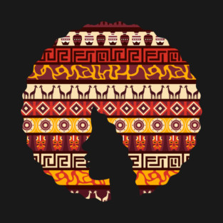 Afro Hair Woman with African Pattern, Black History T-Shirt