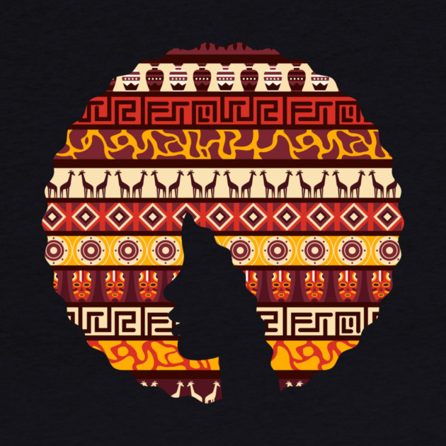 Afro Hair Woman with African Pattern, Black History by logiamerch