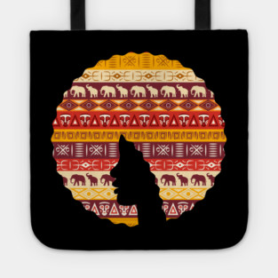 Afro Hair Woman with African Pattern, Black History Tote