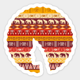 Afro Hair Woman with African Pattern, Black History Sticker