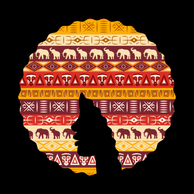 Afro Hair Woman with African Pattern, Black History by logiamerch