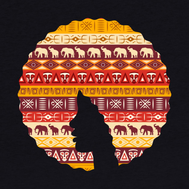 Afro Hair Woman with African Pattern, Black History by logiamerch