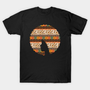 Afro Hair Woman with African Pattern, Black History T-Shirt