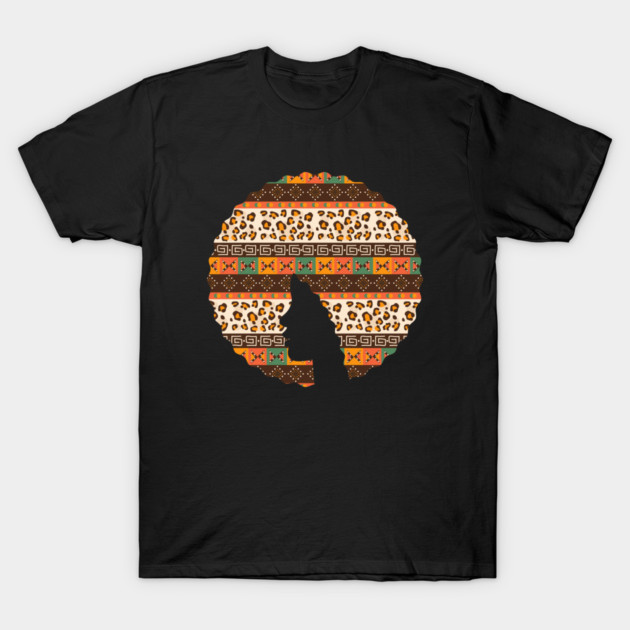 Afro Hair Woman with African Pattern, Black History T-Shirt by logiamerch