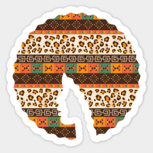Afro Hair Woman with African Pattern, Black History Sticker