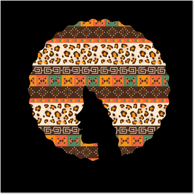 Afro Hair Woman with African Pattern, Black History Wall Art by logiamerch