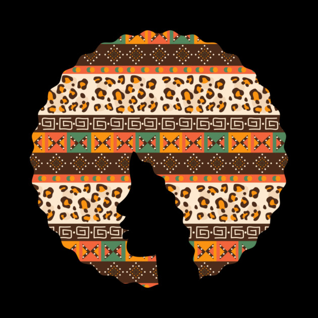 Afro Hair Woman with African Pattern, Black History by logiamerch