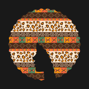 Afro Hair Woman with African Pattern, Black History T-Shirt