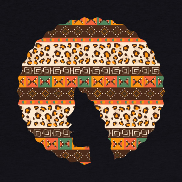 Afro Hair Woman with African Pattern, Black History by logiamerch