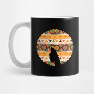 Afro Hair Woman with African Pattern, Black History Mug