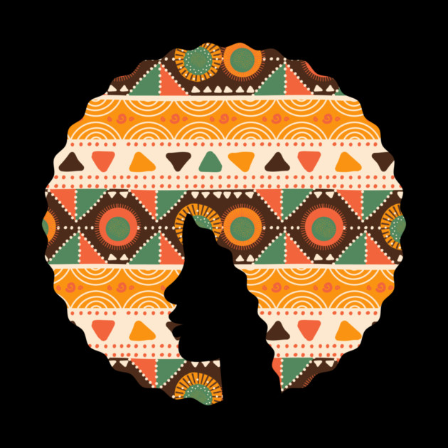 Afro Hair Woman with African Pattern, Black History by logiamerch