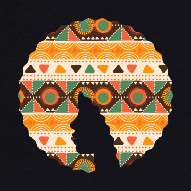 Afro Hair Woman with African Pattern, Black History by logiamerch