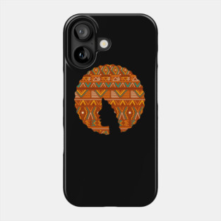 Afro Hair Woman with African Pattern, Black History Phone Case