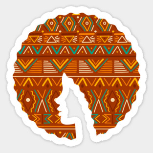 Afro Hair Woman with African Pattern, Black History Sticker