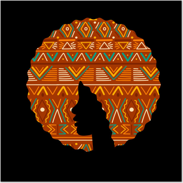 Afro Hair Woman with African Pattern, Black History Wall Art by logiamerch
