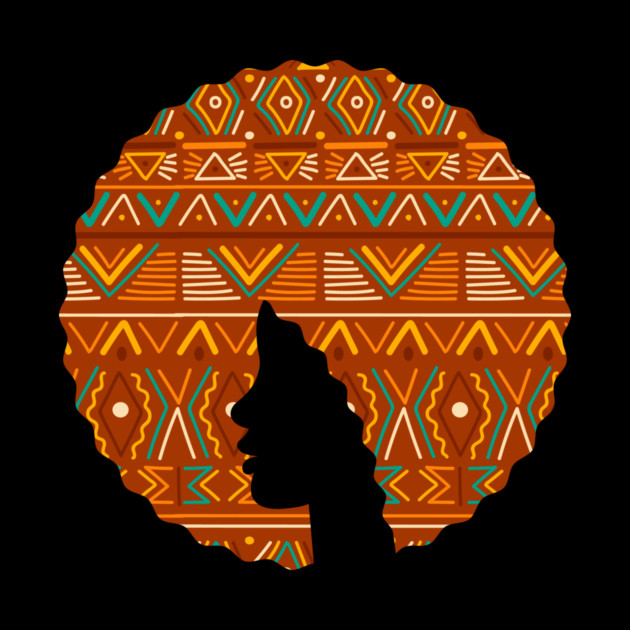 Afro Hair Woman with African Pattern, Black History by logiamerch