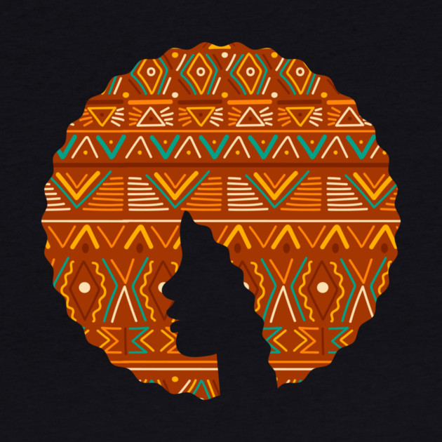 Afro Hair Woman with African Pattern, Black History by logiamerch