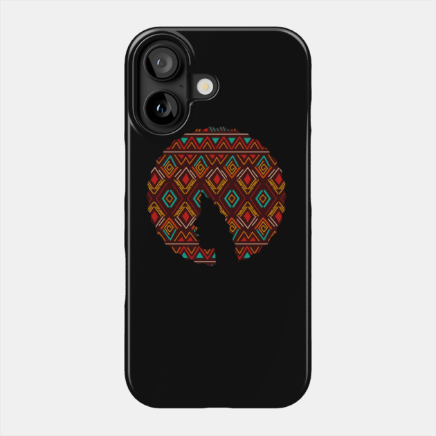 Afro Hair Woman with African Pattern, Black History Phone Case by logiamerch