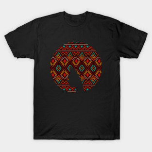 Afro Hair Woman with African Pattern, Black History T-Shirt