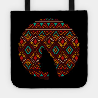 Afro Hair Woman with African Pattern, Black History Tote