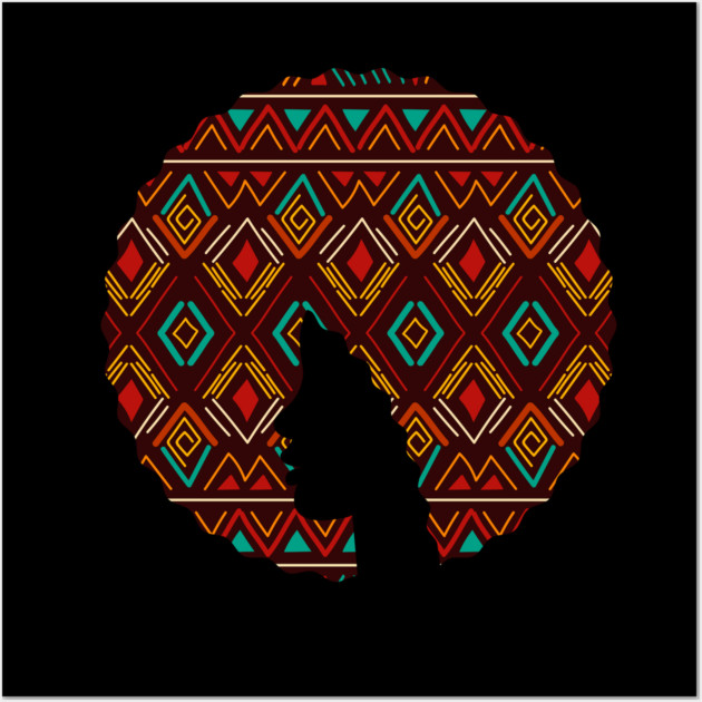 Afro Hair Woman with African Pattern, Black History Wall Art by logiamerch