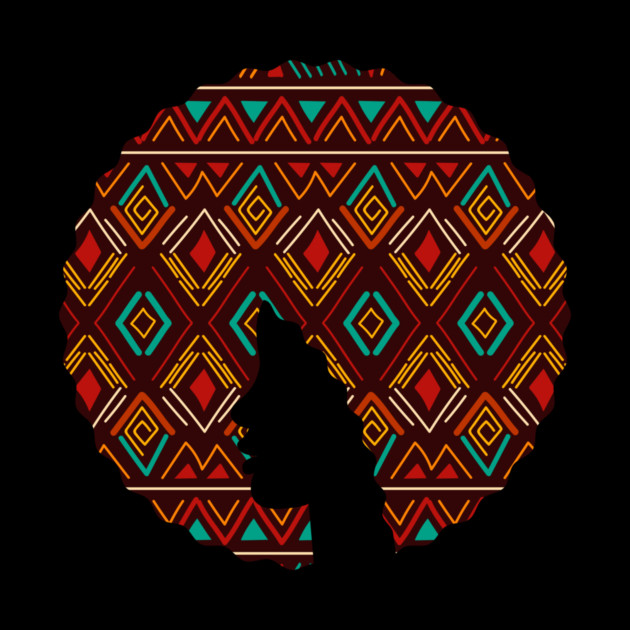 Afro Hair Woman with African Pattern, Black History by logiamerch
