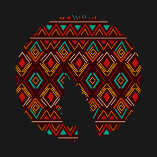 Afro Hair Woman with African Pattern, Black History T-Shirt