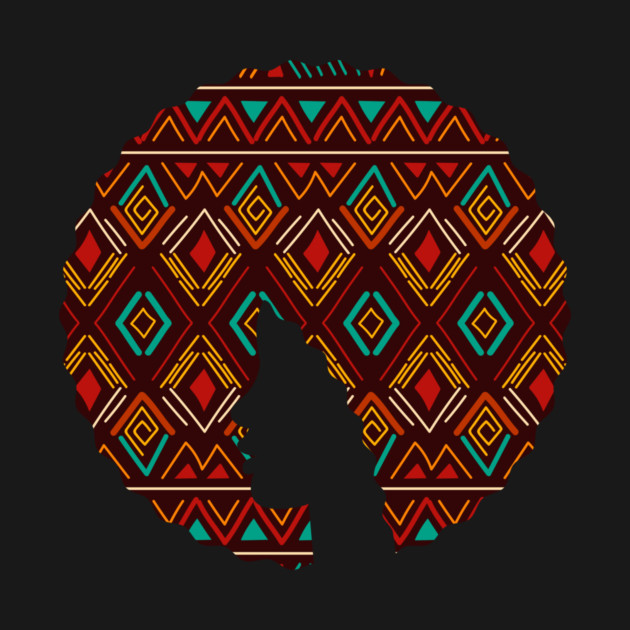 Afro Hair Woman with African Pattern, Black History by logiamerch