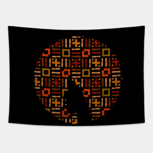 Afro Hair Woman with African Pattern, Black History Tapestry