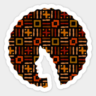 Afro Hair Woman with African Pattern, Black History Sticker