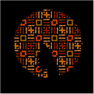 Afro Hair Woman with African Pattern, Black History Posters and Art