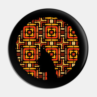 Afro Hair Woman with African Pattern, Black History Pin