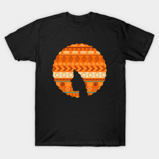 Afro Hair Woman with African Pattern, Black History T-Shirt