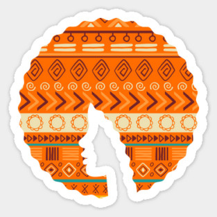 Afro Hair Woman with African Pattern, Black History Sticker