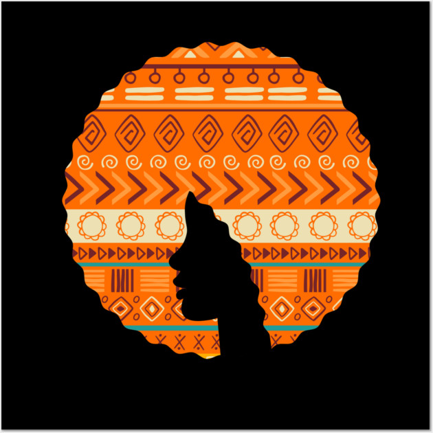 Afro Hair Woman with African Pattern, Black History Wall Art by logiamerch