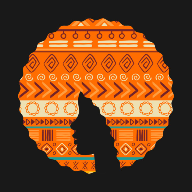 Afro Hair Woman with African Pattern, Black History by logiamerch