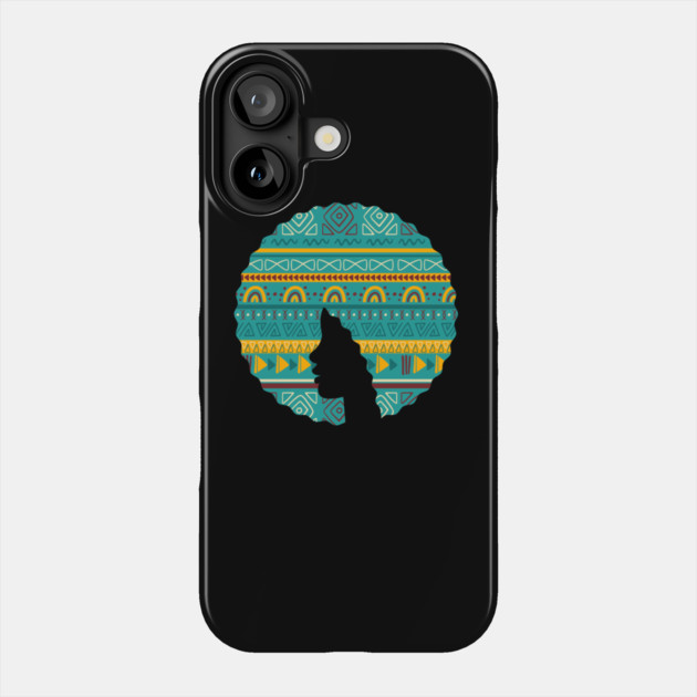 Afro Hair Woman with African Pattern, Black History Phone Case by logiamerch