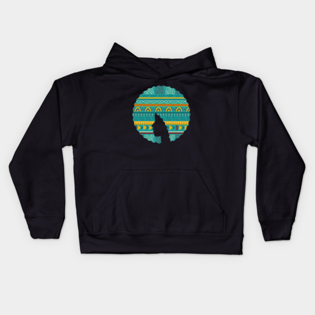 Afro Hair Woman with African Pattern, Black History Kids Hoodie by logiamerch