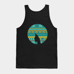 Afro Hair Woman with African Pattern, Black History Tank Top
