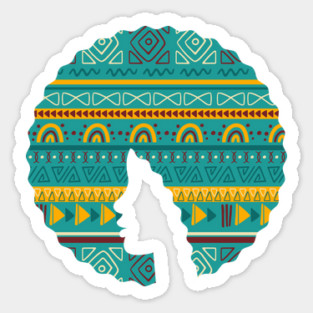 Afro Hair Woman with African Pattern, Black History Sticker