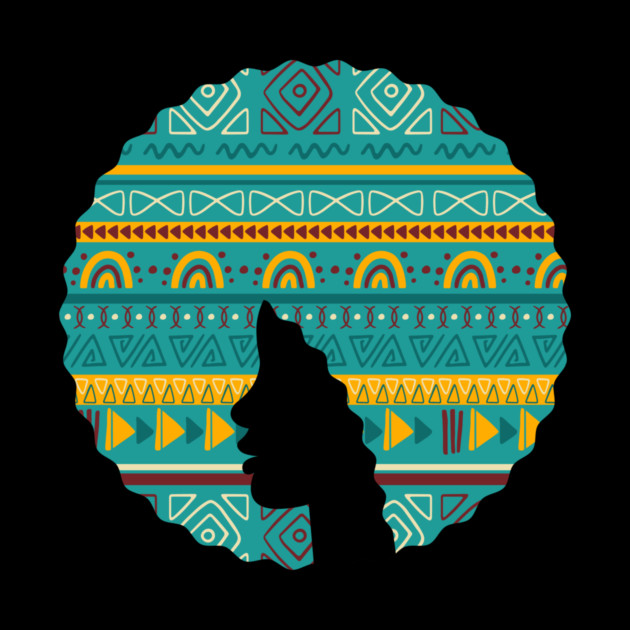 Afro Hair Woman with African Pattern, Black History by logiamerch