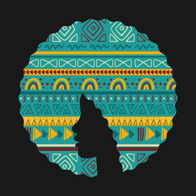 Afro Hair Woman with African Pattern, Black History by logiamerch