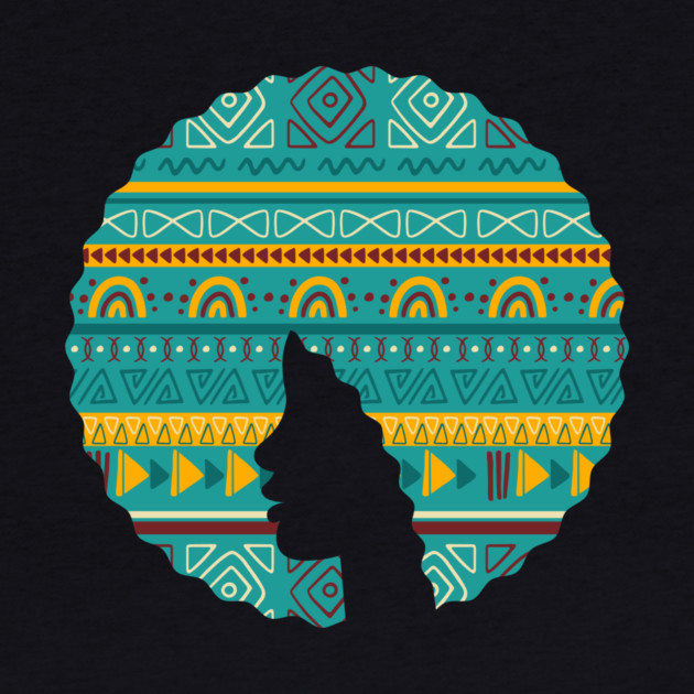 Afro Hair Woman with African Pattern, Black History by logiamerch