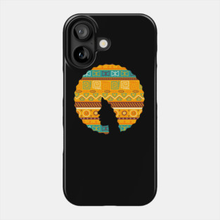 Afro Hair Woman with African Pattern, Black History Phone Case