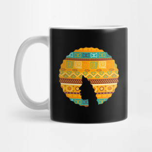Afro Hair Woman with African Pattern, Black History Mug