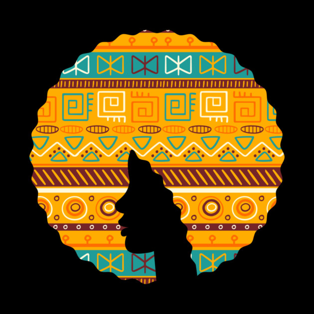 Afro Hair Woman with African Pattern, Black History by logiamerch