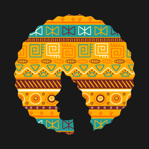 Afro Hair Woman with African Pattern, Black History by logiamerch
